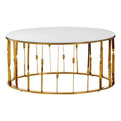 Arezzo Round Coffee Table With Gold Finish Frame