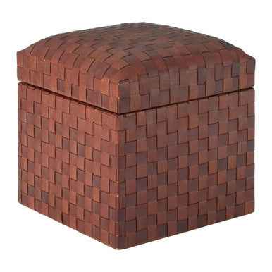 Inca Genuine Brown Leather Storage Stool
