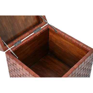Inca Genuine Brown Leather Storage Stool