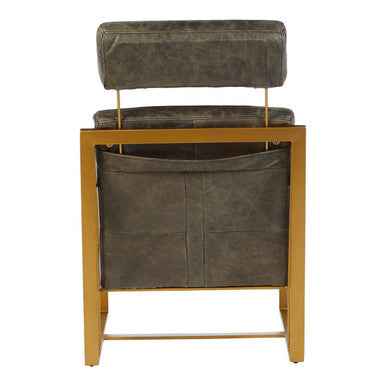 Hoxton Grey Leather Lounge Chair With Rose Gold Finish Frame