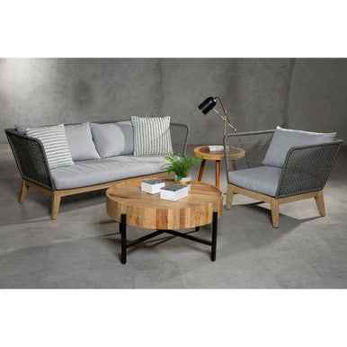 Opus 3 Seat Grey Sofa with Wooden Legs