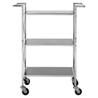 Hoffmann Black Mirrored Glass 3 Tier Trolley.