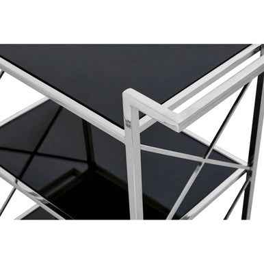 Hoffmann Black Mirrored Glass 3 Tier Trolley.