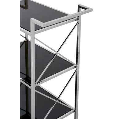 Hoffmann Black Mirrored Glass 3 Tier Trolley.