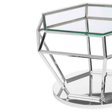 Allure Silver Finish Diamond Design End Table