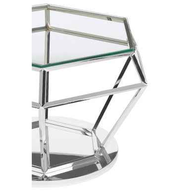 Allure Silver Finish Diamond Design End Table