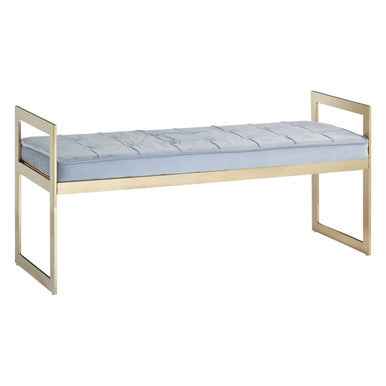 Allure Powder Blue And Gold Tufted Bench