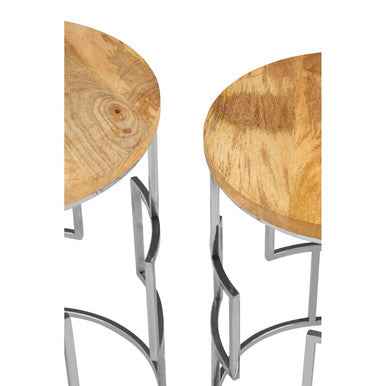 Agra Set Of 2 Mango Wood And Metal Base Nesting Tables