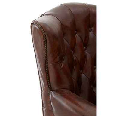 Victor Brown Leather Scroll Armchair