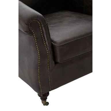Victor Grey Leather Winged Armchair