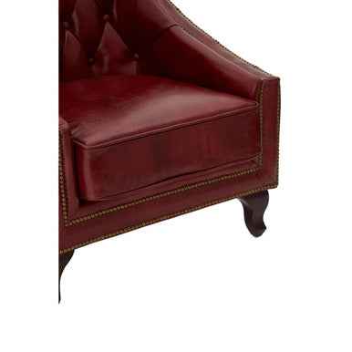 Victor Red Leather Studded Armchair