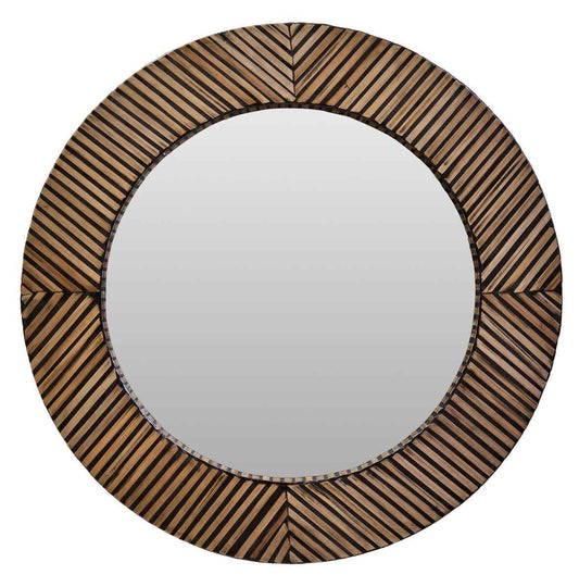 Bambusa Bamboo Inlay Round Wall Mirror