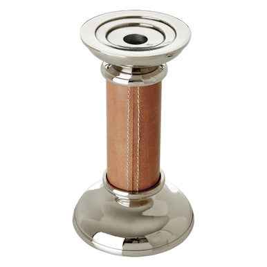 Churchill Genuine Tan Leather Small Candle Holder