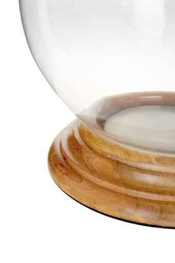 Hampstead Hurricane Small Candle Holder with Wood Rim