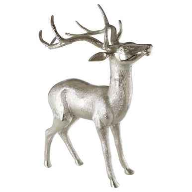 Large Nickel Finish Floor Standing Stag