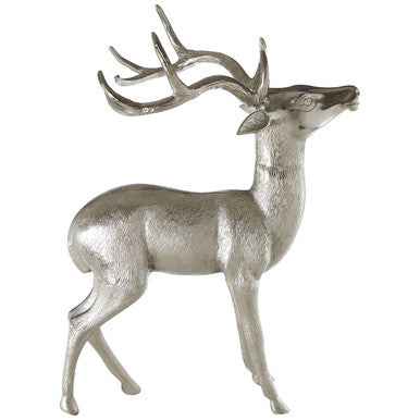 Large Nickel Finish Floor Standing Stag