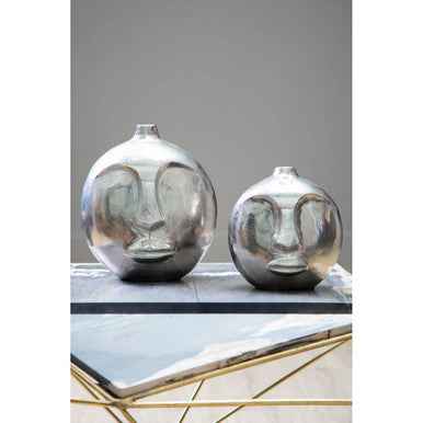 Viso Large Silver Finish Round Vase