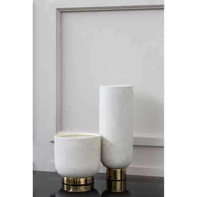 Callie White and Gold Large Pedestal Vase.