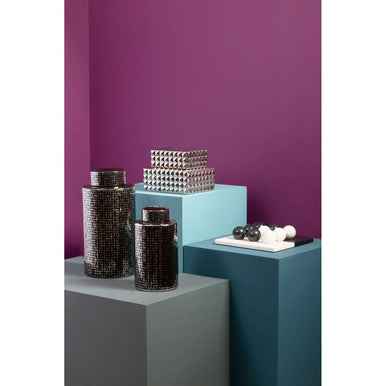 Daria Black And Silver Finish Large Ceramic Jar