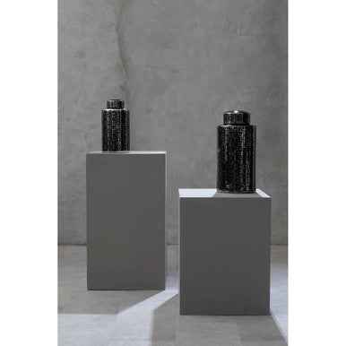 Daria Black And Silver Finish Large Ceramic Jar