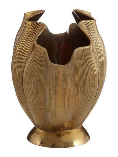 Estrella Small Fluted Gold Finish Vase
