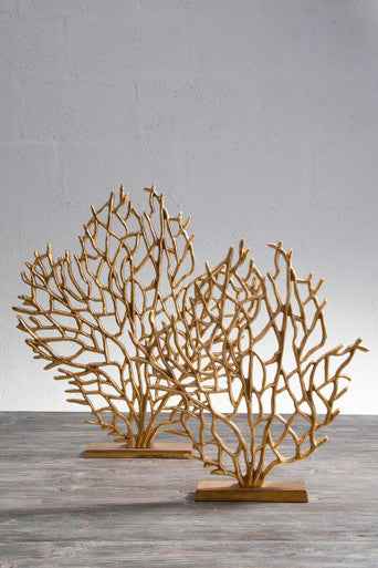Prato Small Gold Finish Coral Sculpture