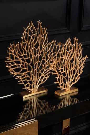Prato Small Gold Finish Coral Sculpture