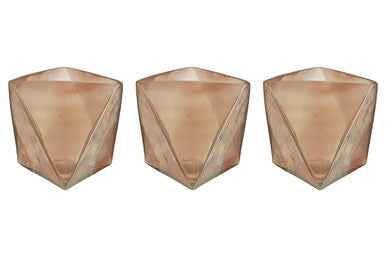 Rambia Set Of 3 Pink Glass Candle Holders