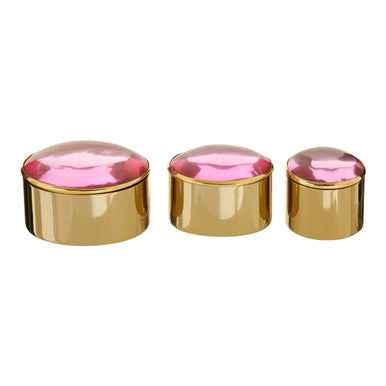 Nixie Set of 3 Trinket Boxes with Pink Lids