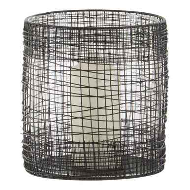 Trento Glass and Black Finish Metal Cylindrical Lantern