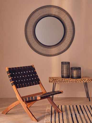 Trento Glass and Black Finish Metal Cylindrical Lantern