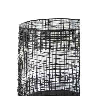 Trento Glass and Black Finish Metal Cylindrical Lantern