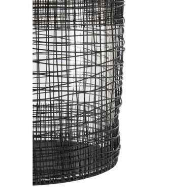 Trento Glass and Black Finish Metal Cylindrical Lantern