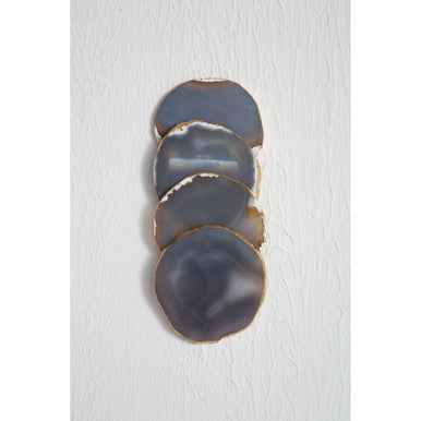 Bowerbird Set Of 4 Agate Grey And Gold Coasters