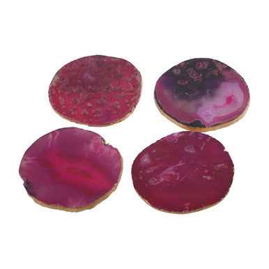 Bowerbird Set of 4 Agate Pink And Gold Coasters