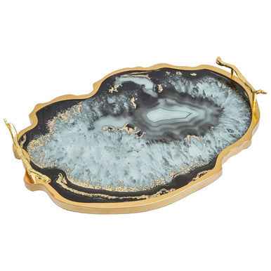 Celina Black And Gold Agate Tray