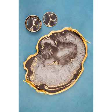 Celina Black And Gold Agate Tray