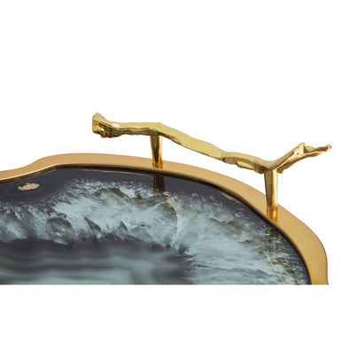 Celina Black And Gold Agate Tray
