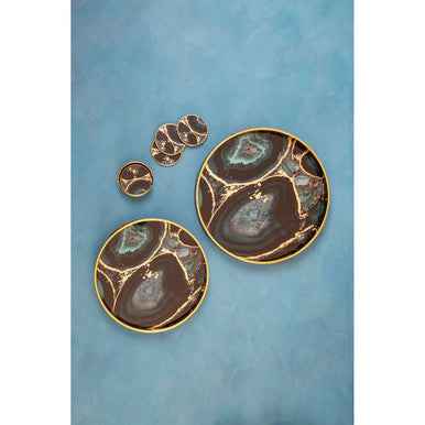 Celina Set Of Two Round Trays with Agate Effect