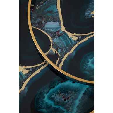 Celina Set Of Two Round Trays with Agate Effect