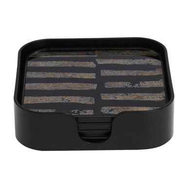 Celina Set Of Four Square Black and Gold Coasters