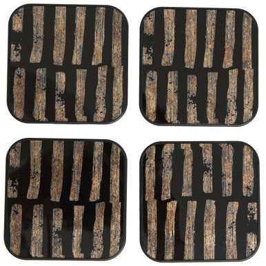 Celina Set Of Four Square Black and Gold Coasters