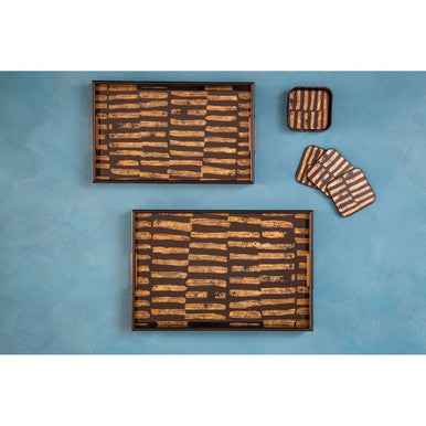 Celina Set Of Four Square Black and Gold Coasters