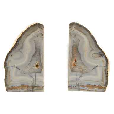 Bowerbird Agata Grey And Gold Bookends