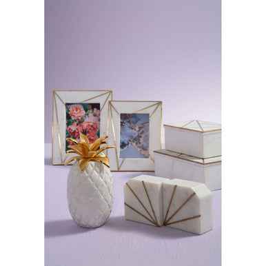 Sena Large White Marble Trinket Box
