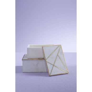 Sena Large White Marble Trinket Box
