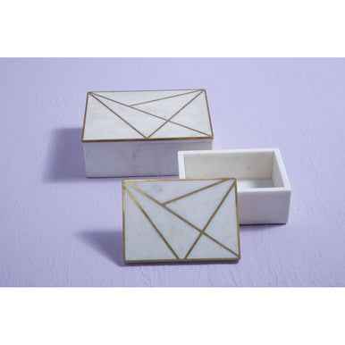Sena Large White Marble Trinket Box
