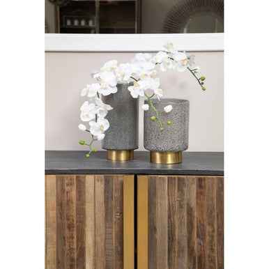 Cleo Large Grey And Gold Vase