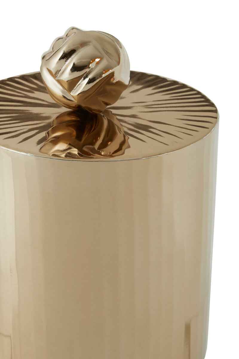 Amreli Small Vertical Textured Gold Metal Trinket Box