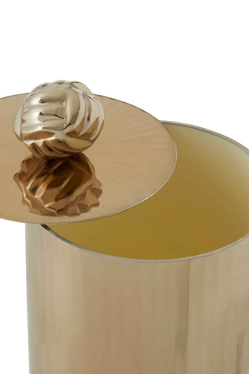 Amreli Small Vertical Textured Gold Metal Trinket Box